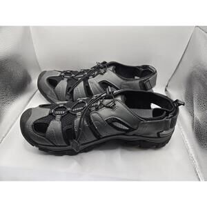 Eddie Bauer Mens Stewart Gray Genuine Leather Bump Toe Size 13 Hiking Sandals